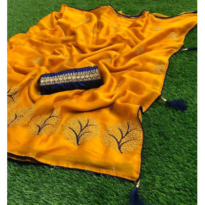 Pure Heavy Moss Chiffon Saree